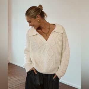 Dissh Cable Knit Jordan Collared Jumper Ckunky Pullover Sweater Size Medium